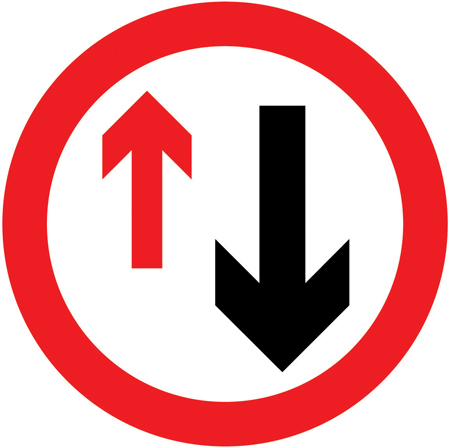 Give way to oncoming vehicles sign