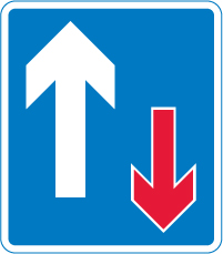 Priority over oncoming vehicles sign