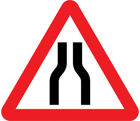 Road narrows on both sides ahead