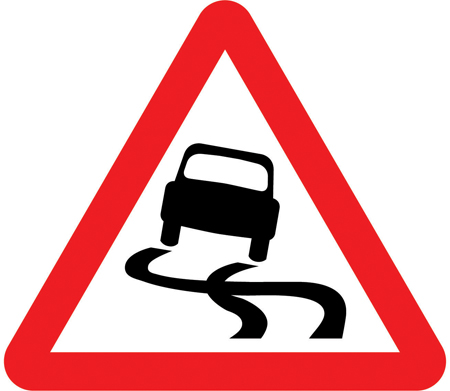 Slippery road sign